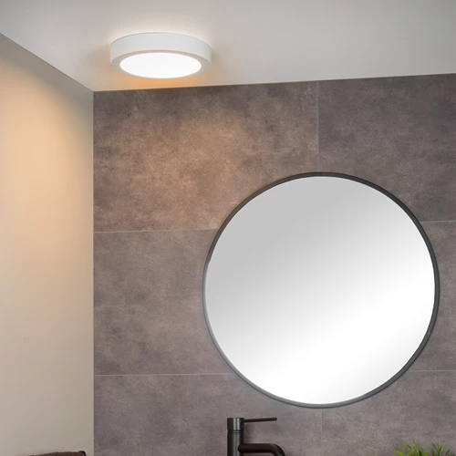 Lucide BRICE-LED - Plafonnière Badkamer - Ø 24 cm - LED Dimb. - 1x15W 3000K - IP44 - Wit - sfeer 1